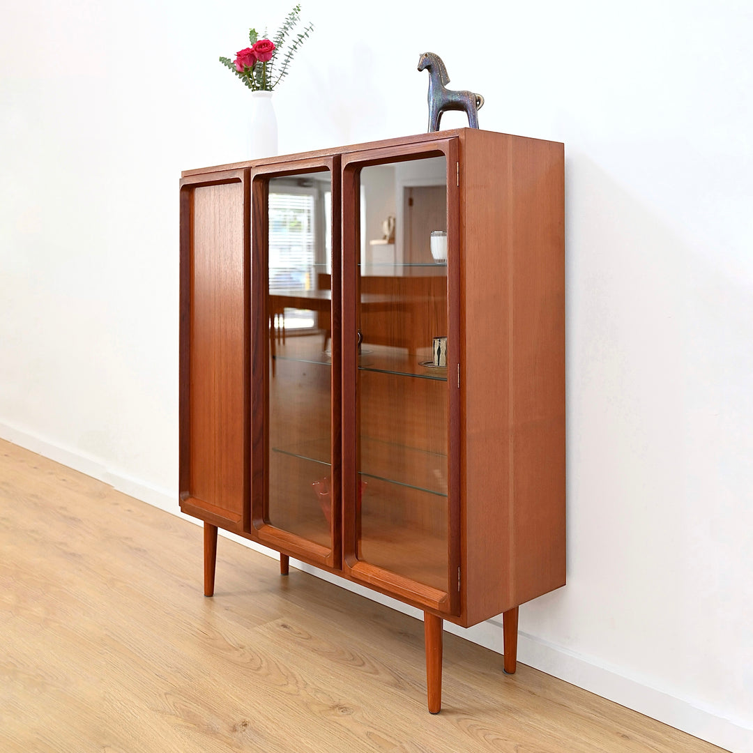 Mid Century Teak Sideboard Credenza Display Cabinet by Chiswell