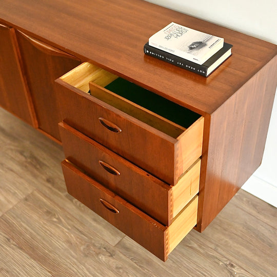 Mid Century Teak Wave Buffet Sideboard Buffet by Chiswell