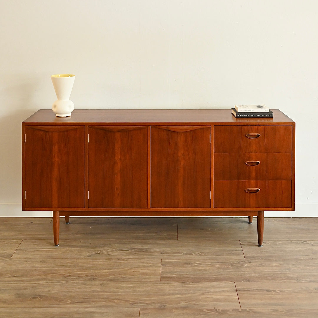 Mid Century Teak Wave Buffet Sideboard Buffet by Chiswell