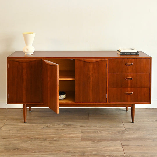 Mid Century Teak Wave Buffet Sideboard Buffet by Chiswell