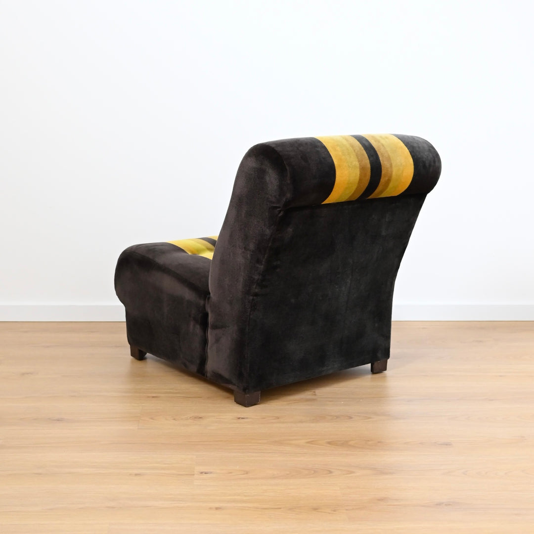 Vintage Velvet Retro Striped 4 piece Modular Sofa with Armchair