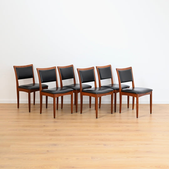 6x Mid Century Teak Dining Chairs by Chiswell with Teal Upholstery