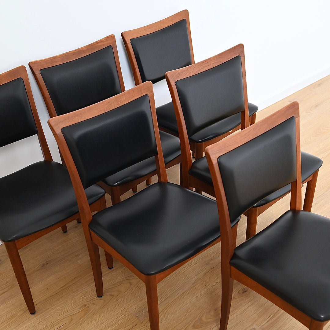 6x Mid Century Teak Dining Chairs by Chiswell with Teal Upholstery