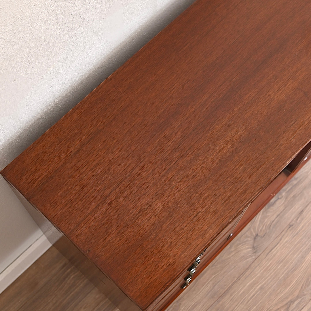 Mid Century Walnut Sideboard LP Record Cabinet Drawers by Chiswell