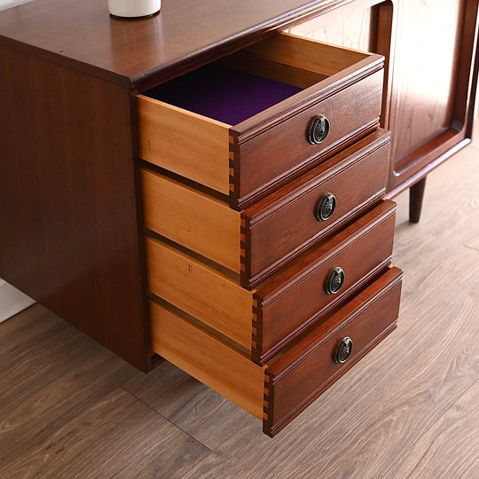 Mid Century Walnut Sideboard LP Record Cabinet Drawers by Chiswell