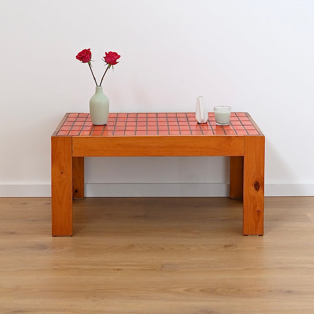 Retro 1970s Orange Tiled Coffee Table