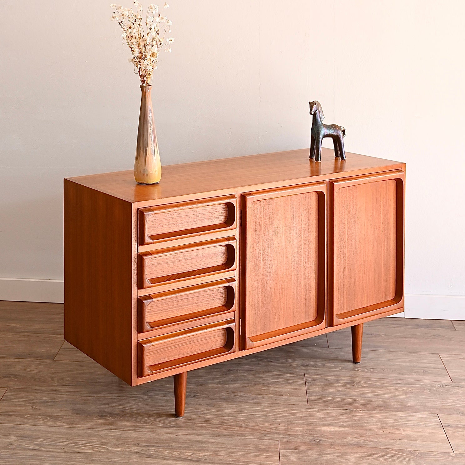 Mid Century Teak Sideboard LP Record Cabinet Drawers by Chiswell
