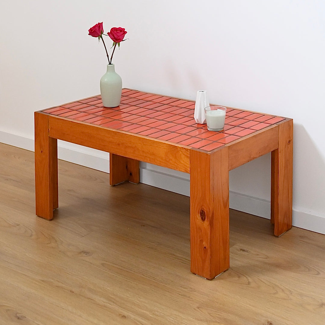 Retro 1970s Orange Tiled Coffee Table