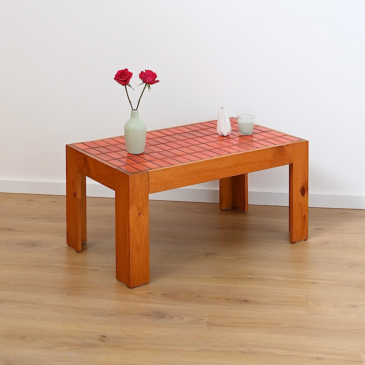 Retro 1970s Orange Tiled Coffee Table