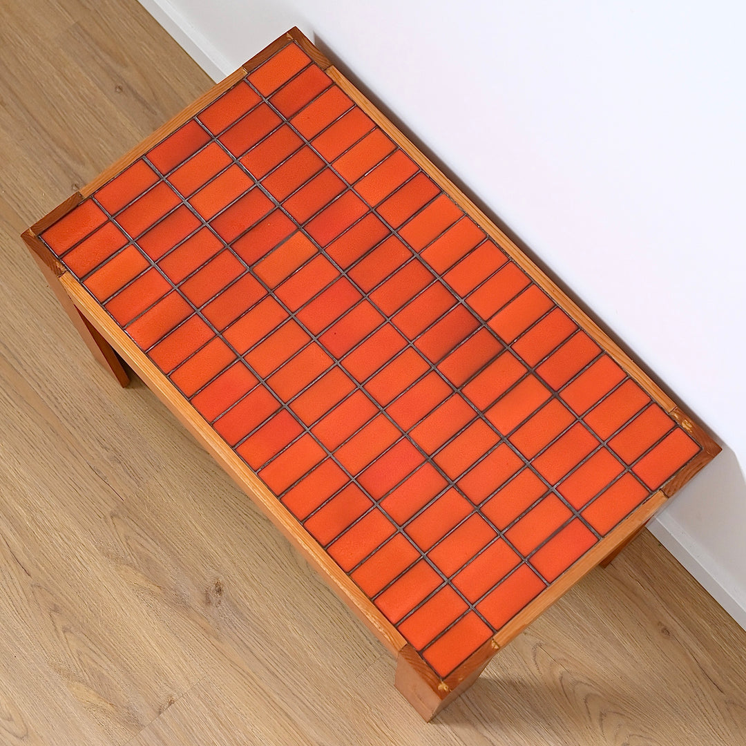 Retro 1970s Orange Tiled Coffee Table