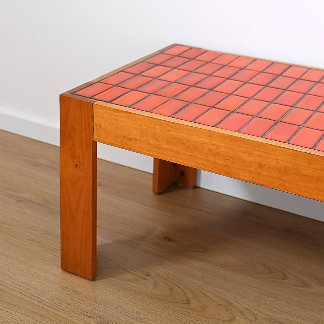 Retro 1970s Orange Tiled Coffee Table