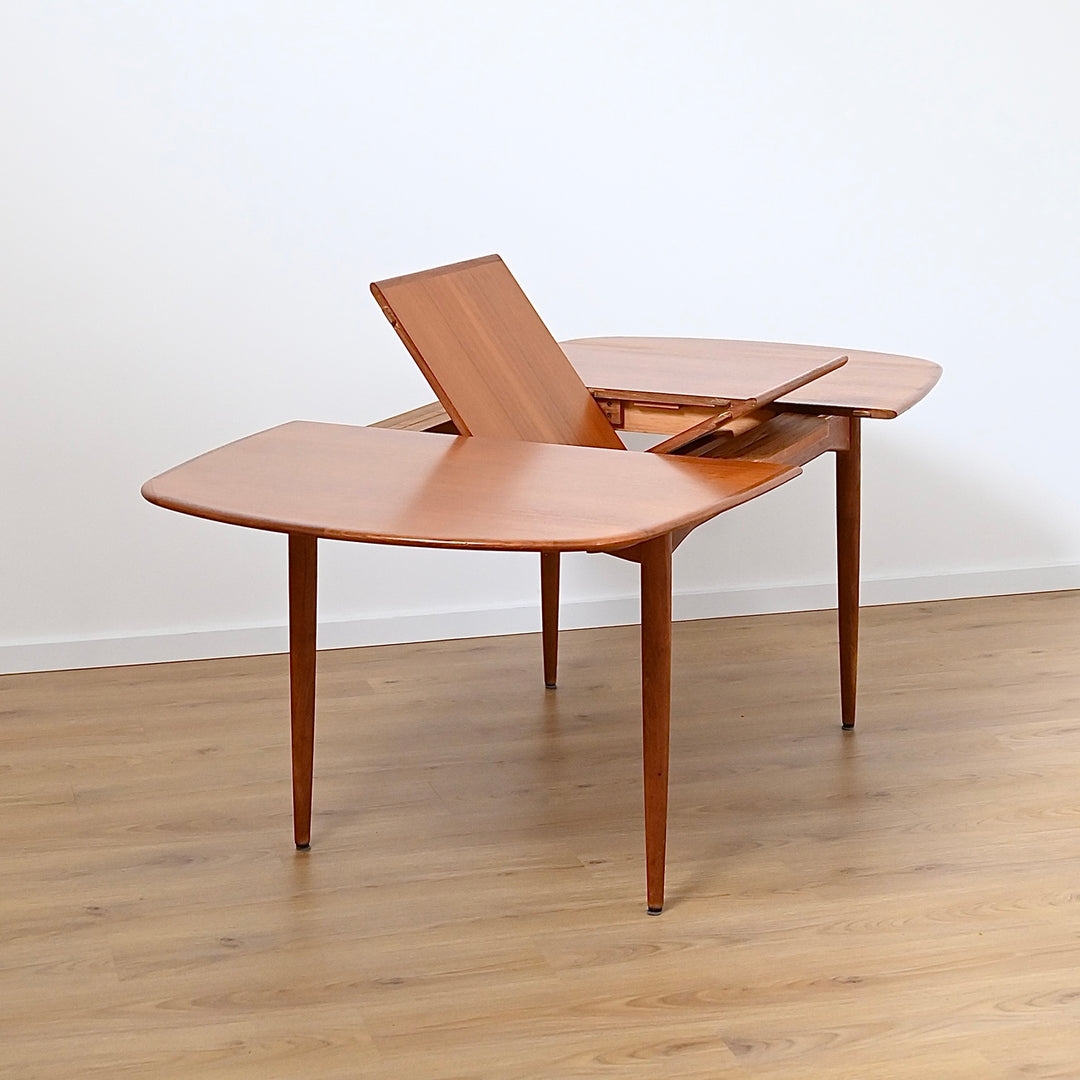 Parker Mid Century Teak Extendable Dining Table D End Elliptical