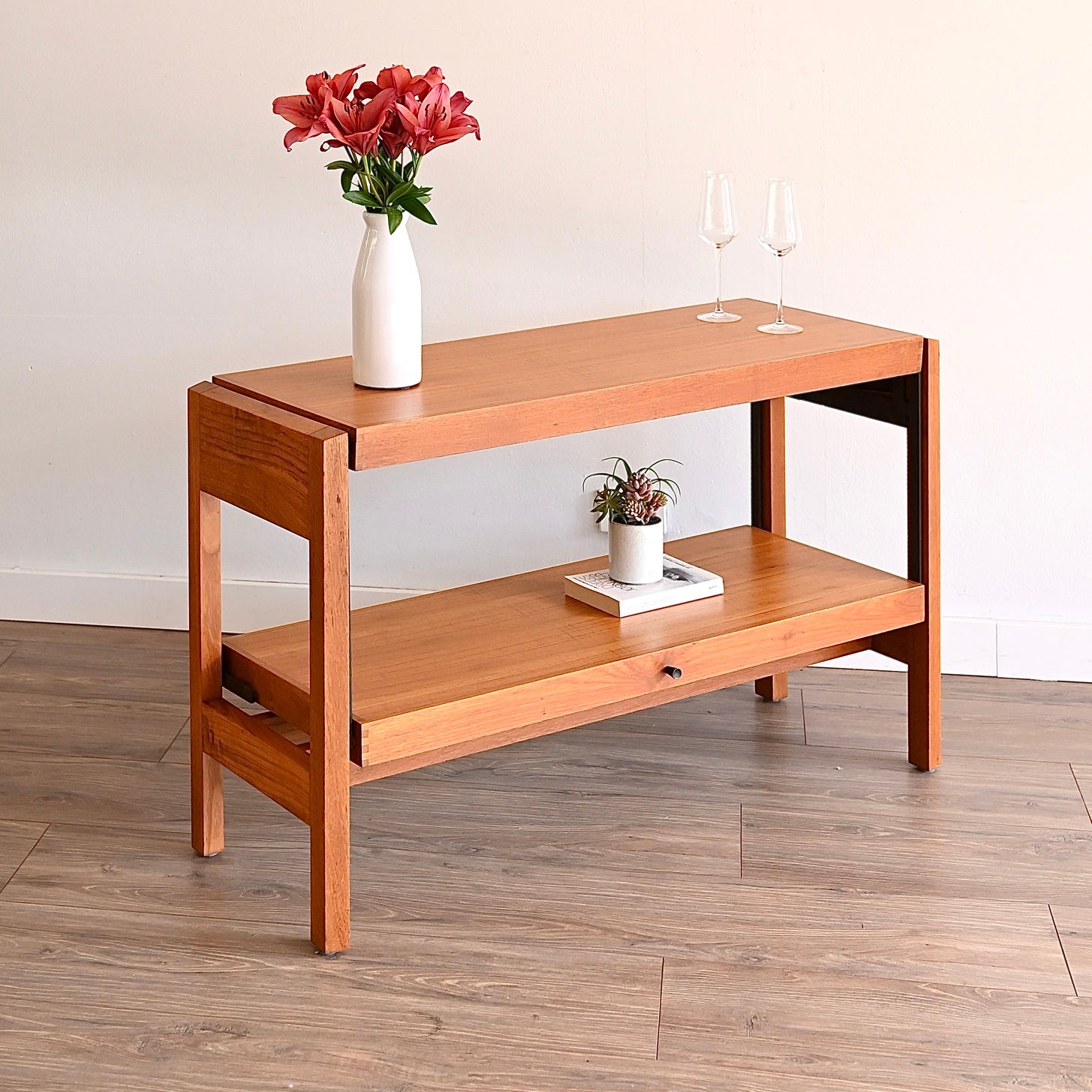Mid Century Teak Articulating Table Console by Chiswell