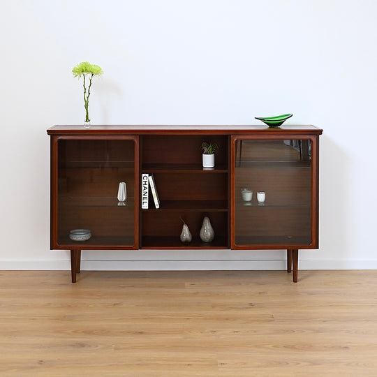 Mid Century Walnut Display Cabinet Wall Unit by Noblett