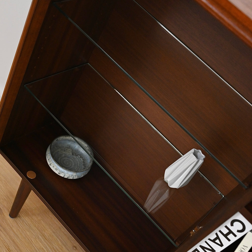 Mid Century Walnut Display Cabinet Wall Unit by Noblett