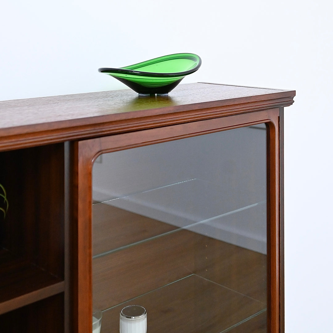 Mid Century Walnut Display Cabinet Wall Unit by Noblett