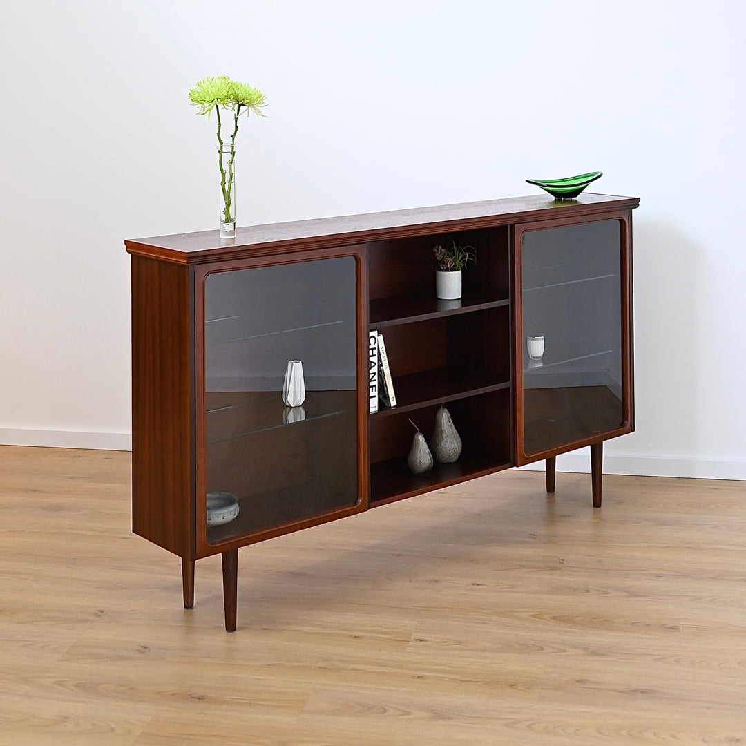 Mid Century Walnut Display Cabinet Wall Unit by Noblett