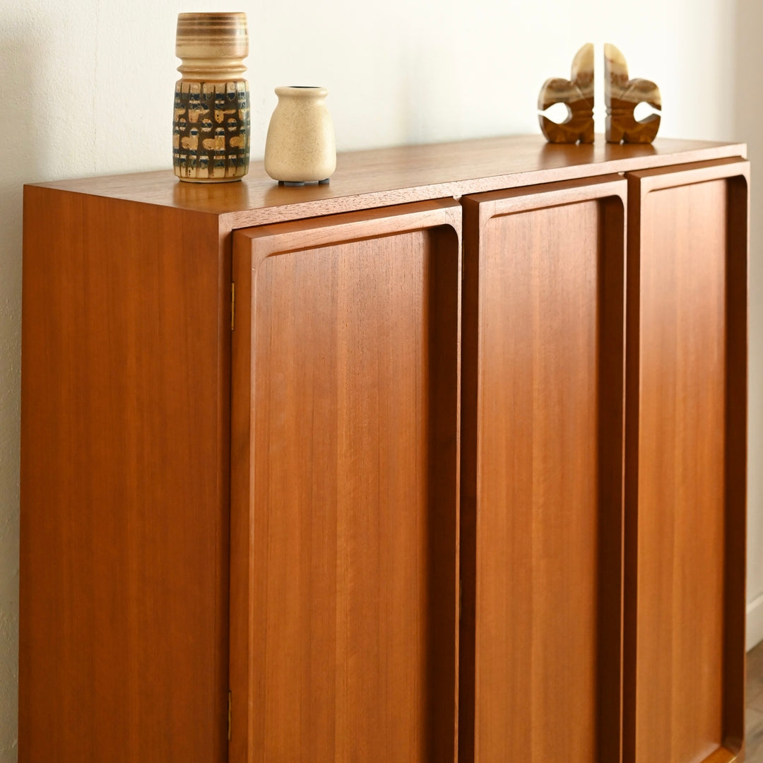 Mid Century Teak Sideboard Three Door Bookcase by Chiswell