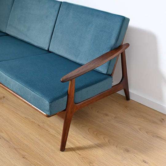  Mid Century Teak Lounge with Rattan Back by Parker Furniture