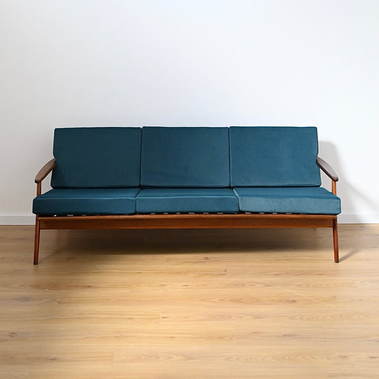 Mid Century Teak Lounge with Rattan Back by Parker Furniture