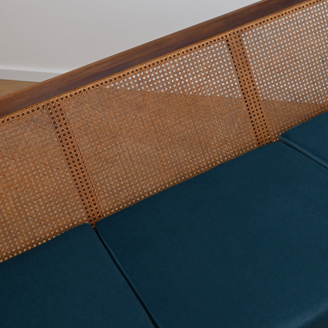 Mid Century Teak Lounge with Rattan Back by Parker Furniture