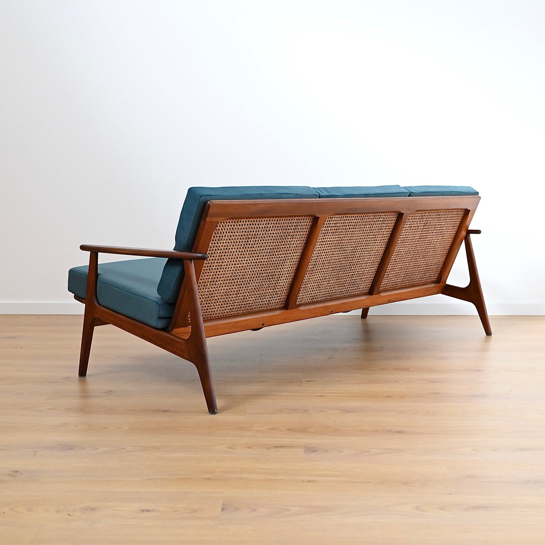 Mid Century Teak Lounge with Rattan Back by Parker Furniture