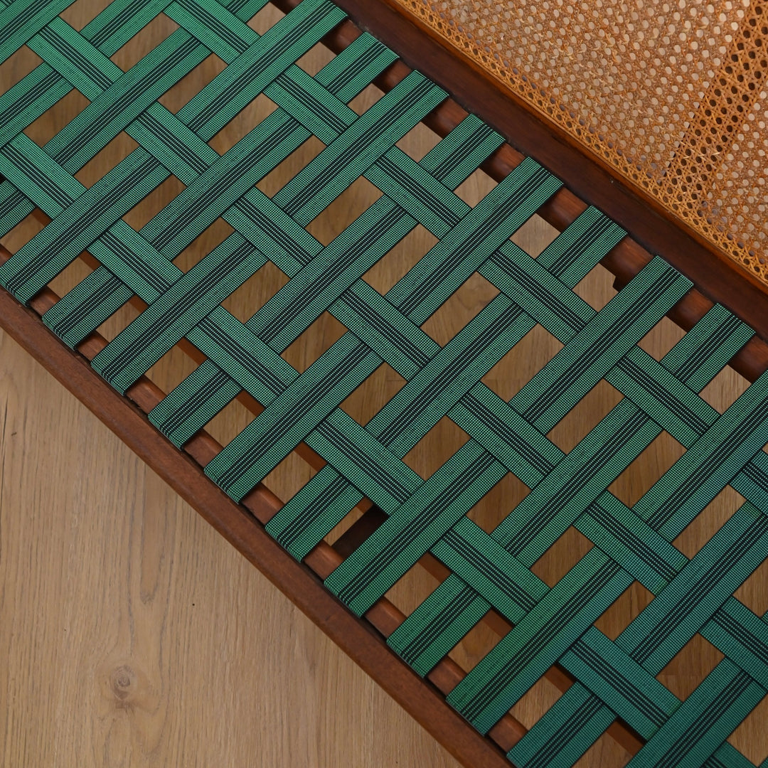 Mid Century Teak Lounge with Rattan Back by Parker Furniture
