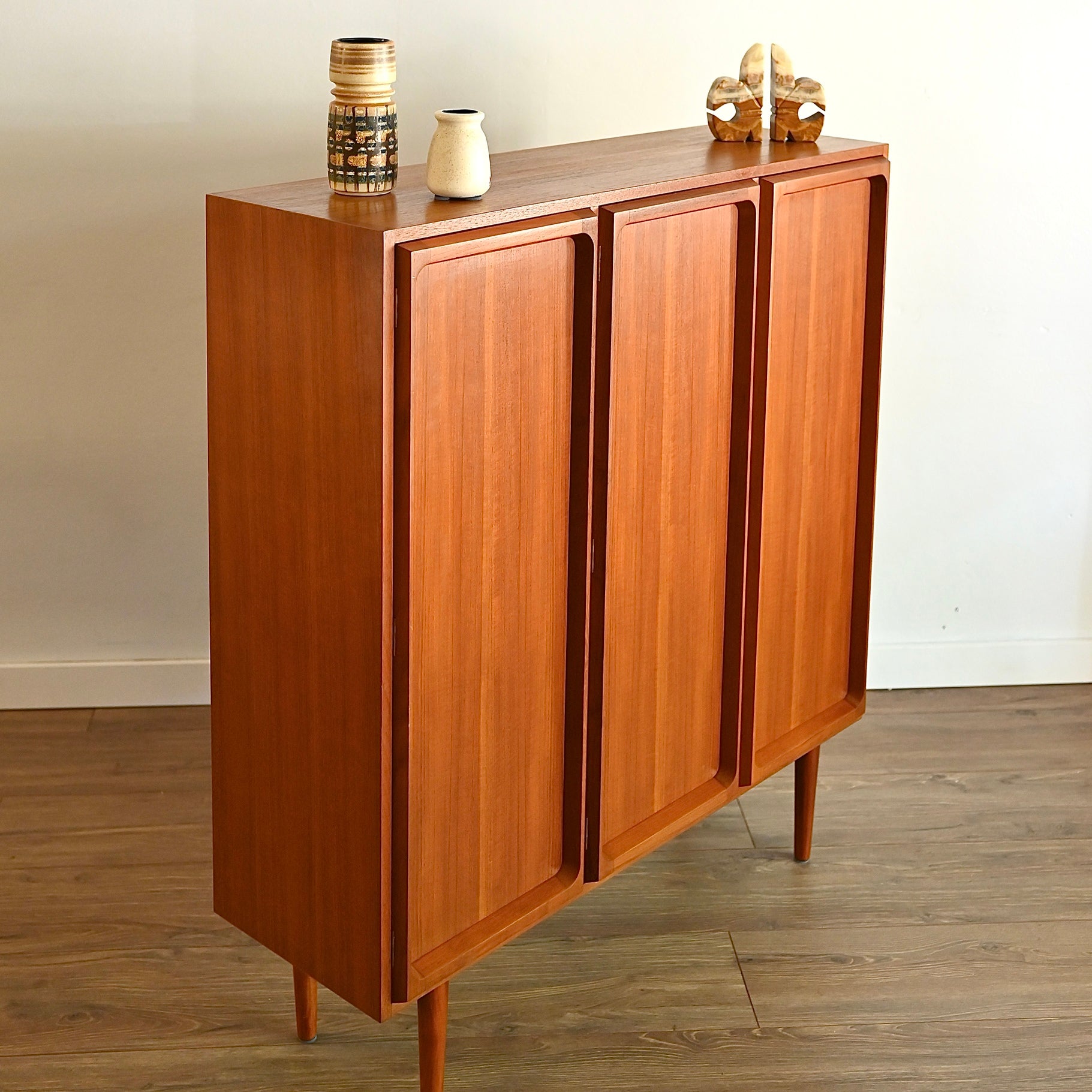 Mid Century Teak Sideboard Three Door Bookcase by Chiswell