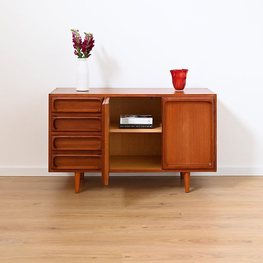 Mid Century Teak Sideboard LP Record Cabinet with Drawers by Chiswell