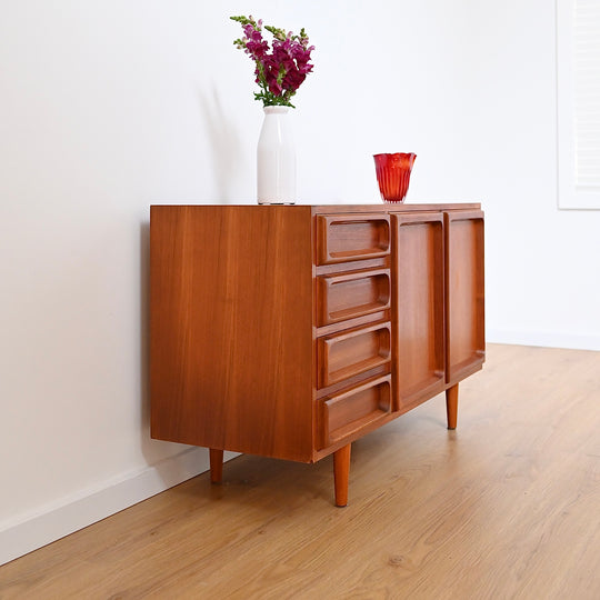 Mid Century Teak Sideboard LP Record Cabinet with Drawers by Chiswell