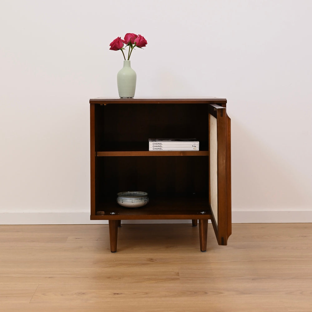 Mid Century Walnut Bedside Table Nightstand Cabinet by MobilStil Varese Italy