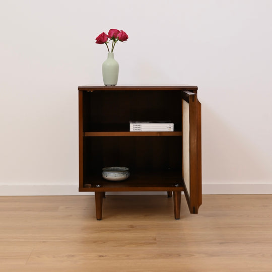 Mid Century Walnut Bedside Table Nightstand Cabinet by MobilStil Varese Italy