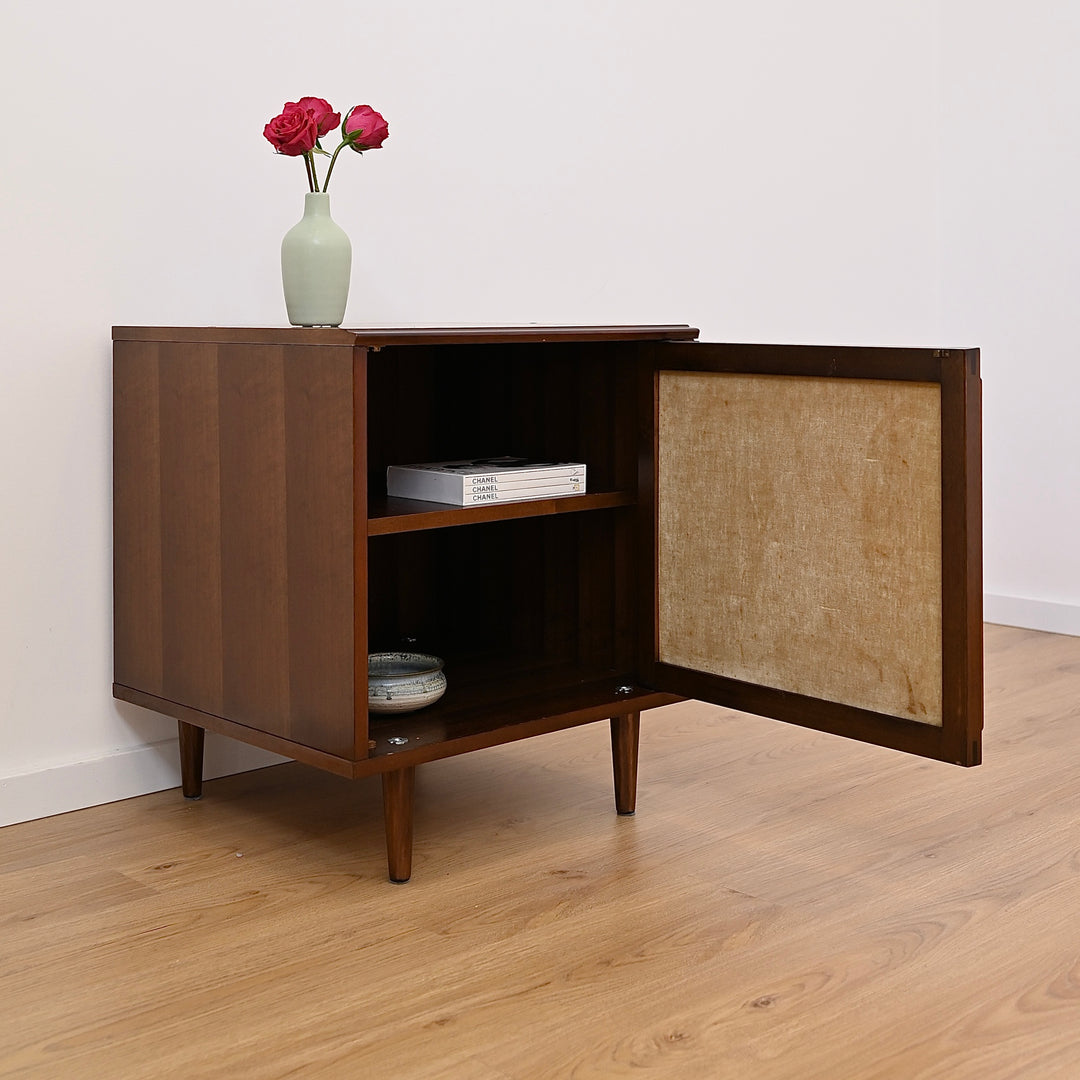 Mid Century Walnut Bedside Table Nightstand Cabinet by MobilStil Varese Italy