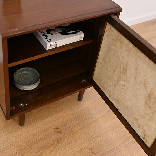 Mid Century Walnut Bedside Table Nightstand Cabinet by MobilStil Varese Italy