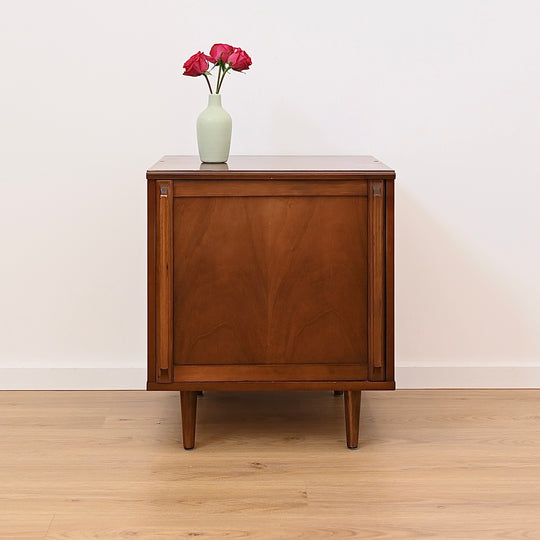 Mid Century Walnut Bedside Table Nightstand Cabinet by MobilStil Varese Italy