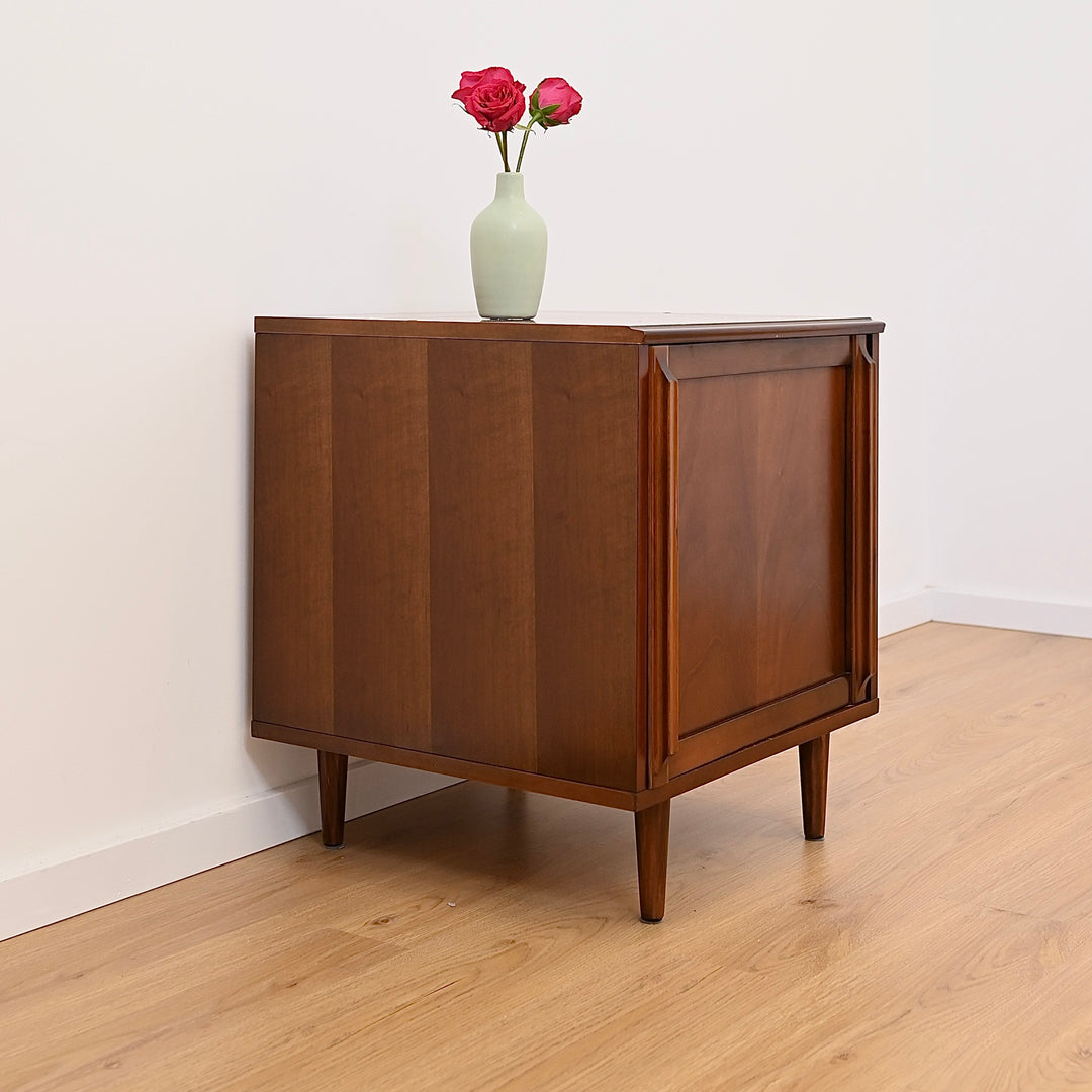 Mid Century Walnut Bedside Table Nightstand Cabinet by MobilStil Varese Italy