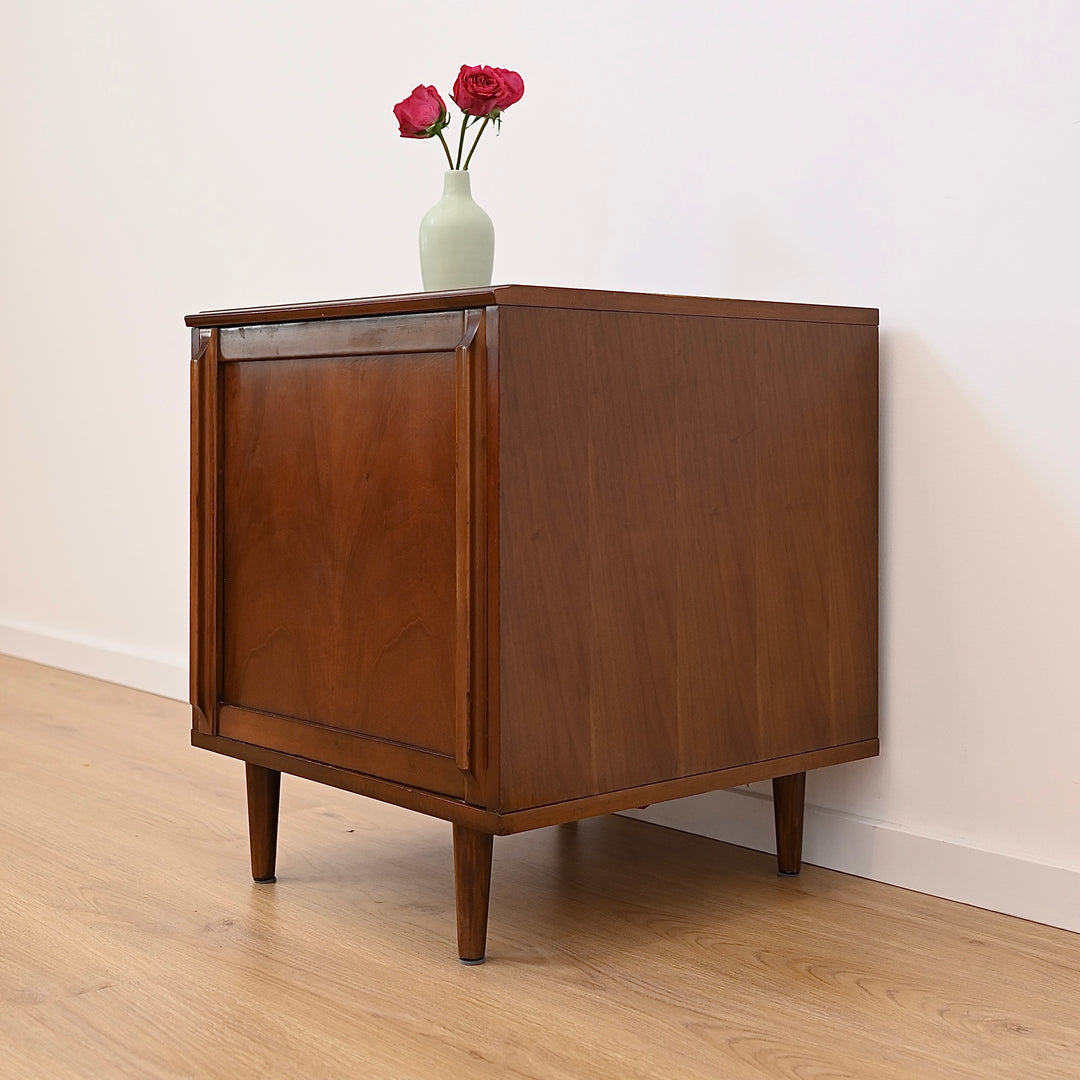 Mid Century Walnut Bedside Table Nightstand Cabinet by MobilStil Varese Italy