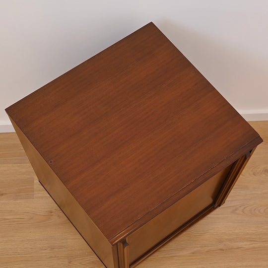 Mid Century Walnut Bedside Table Nightstand Cabinet by MobilStil Varese Italy
