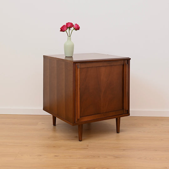 Mid Century Walnut Bedside Table Nightstand Cabinet by MobilStil Varese Italy