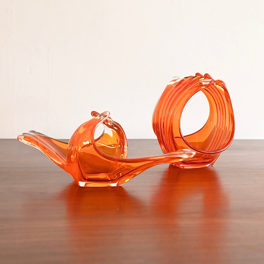 Mid Century Murano Art Class Bowl Vase Pair