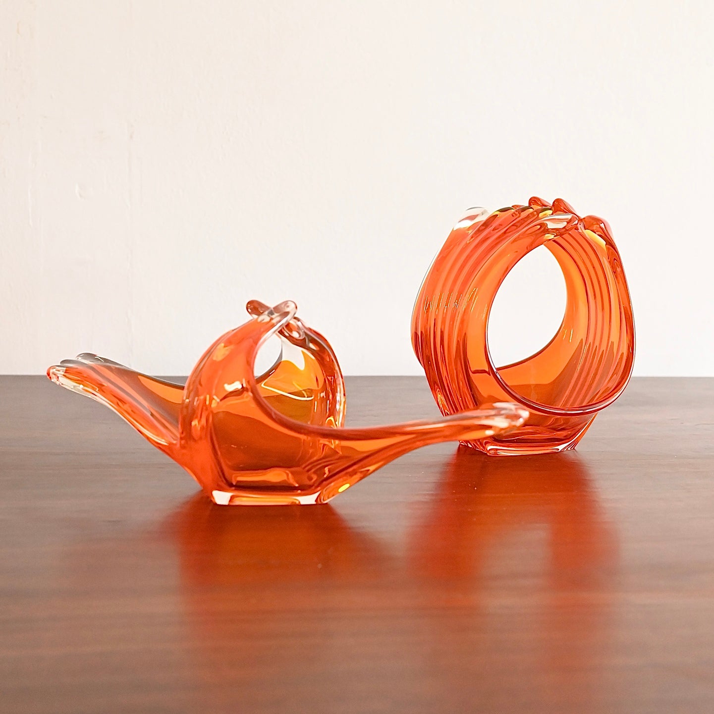 Mid Century Murano Art Class Bowl Vase Pair