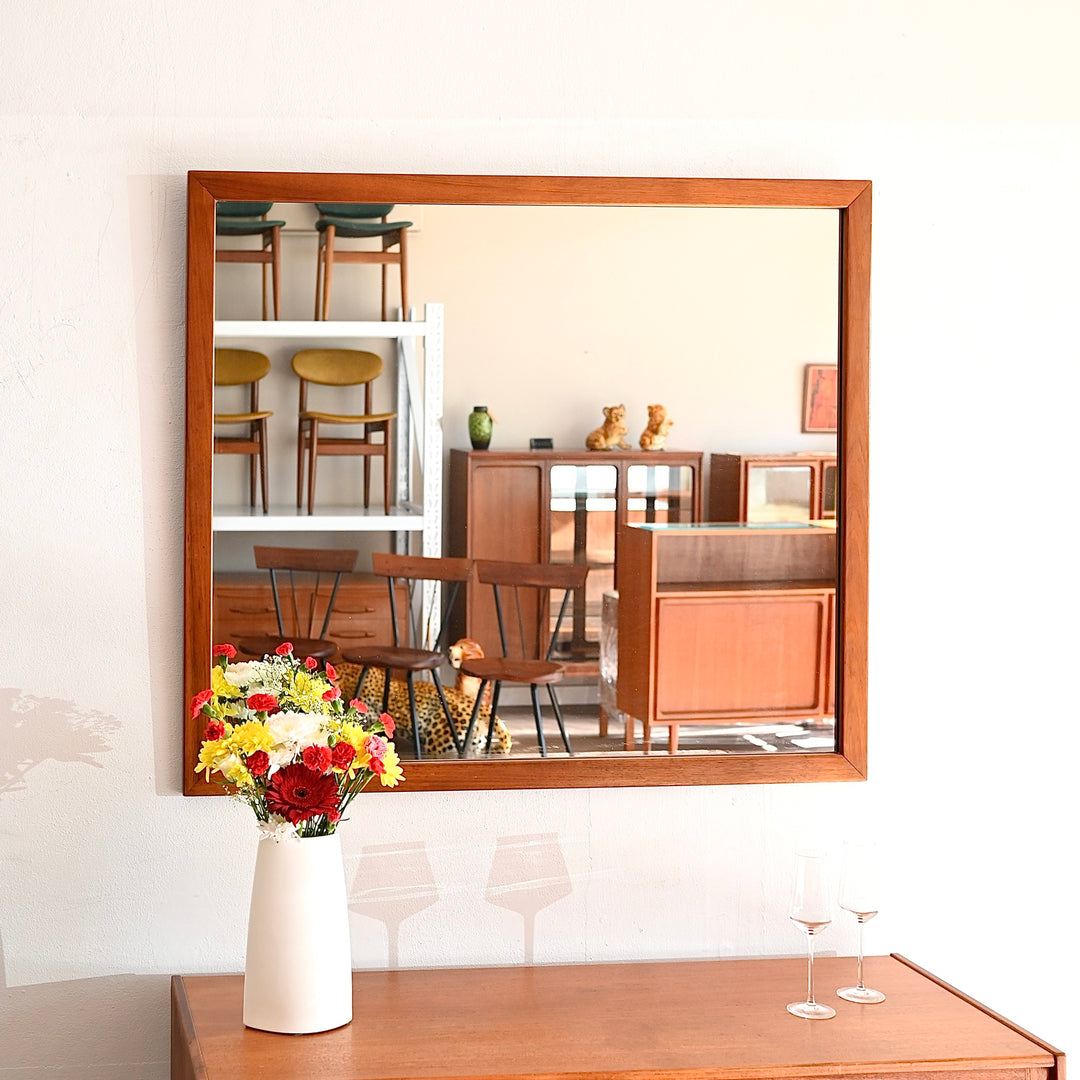 Mid Century Teak Wall Mirror by Berryman