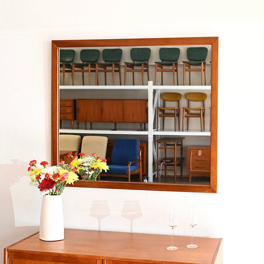 Mid Century Teak Wall Mirror by Berryman