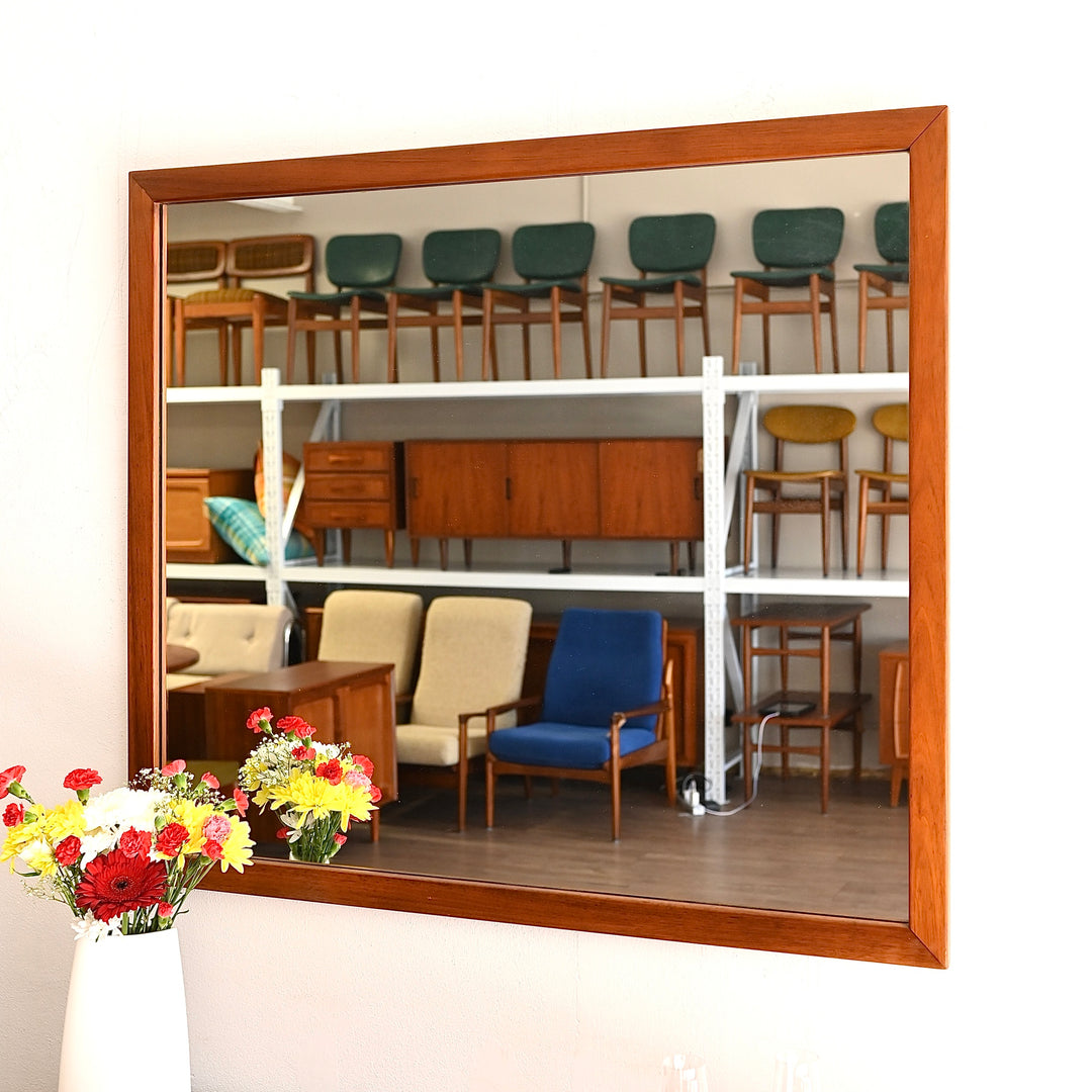 Mid Century Teak Wall Mirror by Berryman