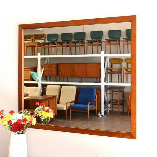 Mid Century Teak Wall Mirror by Berryman