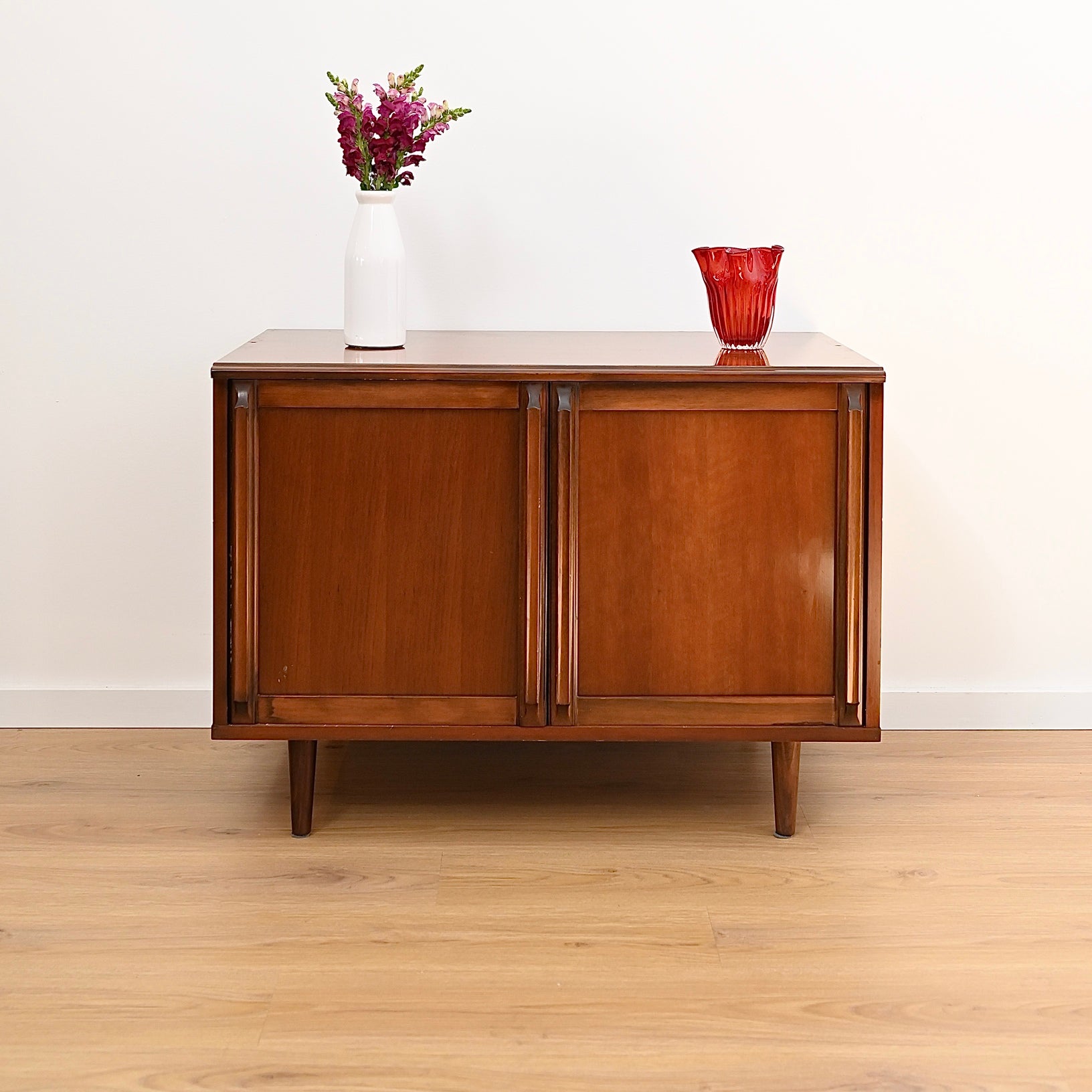 Mid Century Walnut Storage Cabinet by MobilStil Varese Italy