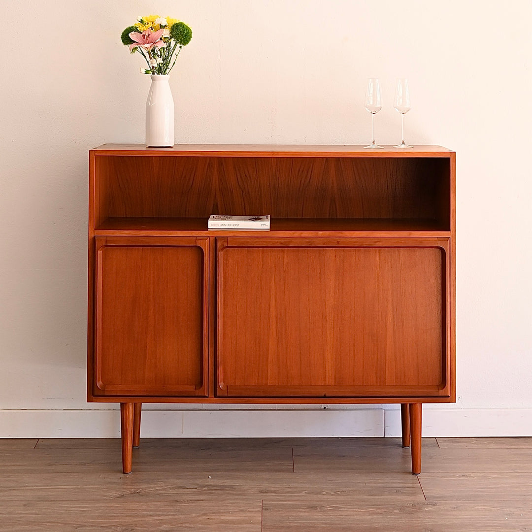 Mid Century Teak Sideboard Buffet Bar Cabinet by Chiswell
