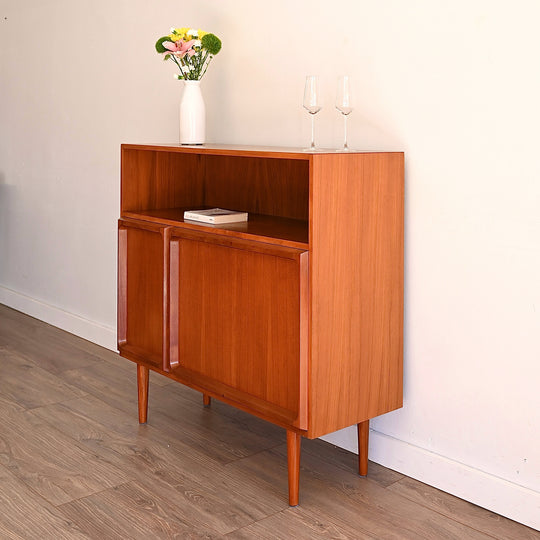 Mid Century Teak Sideboard Buffet Bar Cabinet by Chiswell