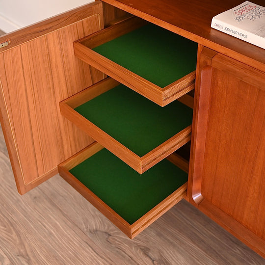 Mid Century Teak Sideboard Buffet Bar Cabinet by Chiswell