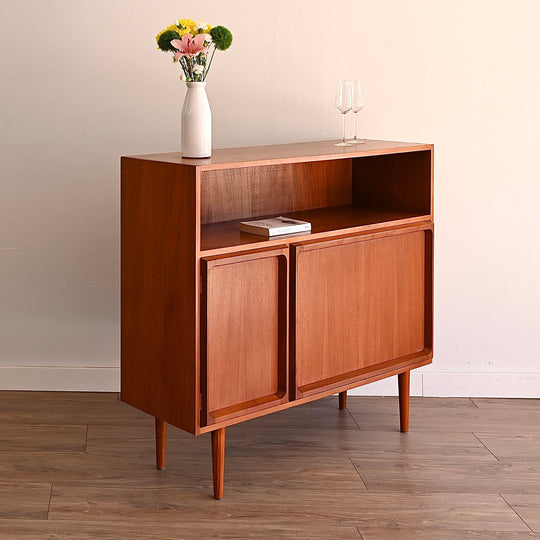 Mid Century Teak Sideboard Buffet Bar Cabinet by Chiswell